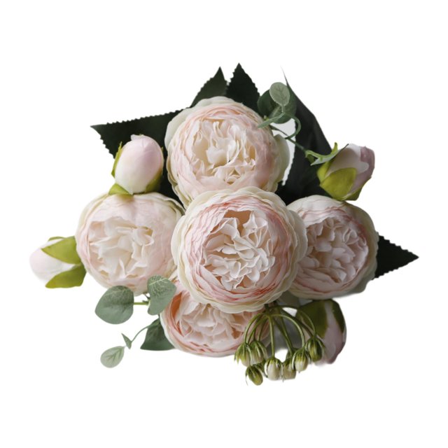 Ramo de boda artificial, rosas artificiales, flores de , accesorios para fotos, flores artificiales para decoración de bodas, fiestas en el jardín Rosa claro