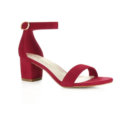 

Allegra K Women s Solid Color Open Toe Mid Block Heel Buckle Ankle Strap Sandals