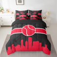 thumbnail image 2 of YST Gamer 7-Piece Comforter Set, Sports Theme, Twin, Black Red, 2 of 4
