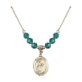 thumbnail image 1 of 18-Inch Hamilton Gold Plated Necklace with 6mm Blue December Birth Month Stone Beads and Saint Monica Charm, 1 of 1
