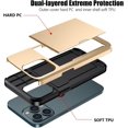 thumbnail image 3 of for iPhone 15 Pro Wallet Case with Card Holder + 2 Tempered Glass Screen Protector, Heavy Duty Protective Dual Layer Shockproof Hidden Card Slot Slim Case Women Men 6.1 inch (Gold), 3 of 14