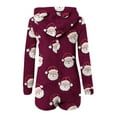 thumbnail image 6 of Weiqiqre Women's Clothing, Christmas Print Hooded Ears Fluffy Onesie Pajamas - Santa Pattern Bodysuit Sleepwear Pajamas Loungewear, 6 of 7