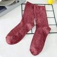 thumbnail image 2 of HJYCHN Sheer Socks Japanese Style Summer Glitter Thread Thin Breathable Mid Calf Socks for Casual Daily Wear Womens Socks Red One Size, 2 of 3