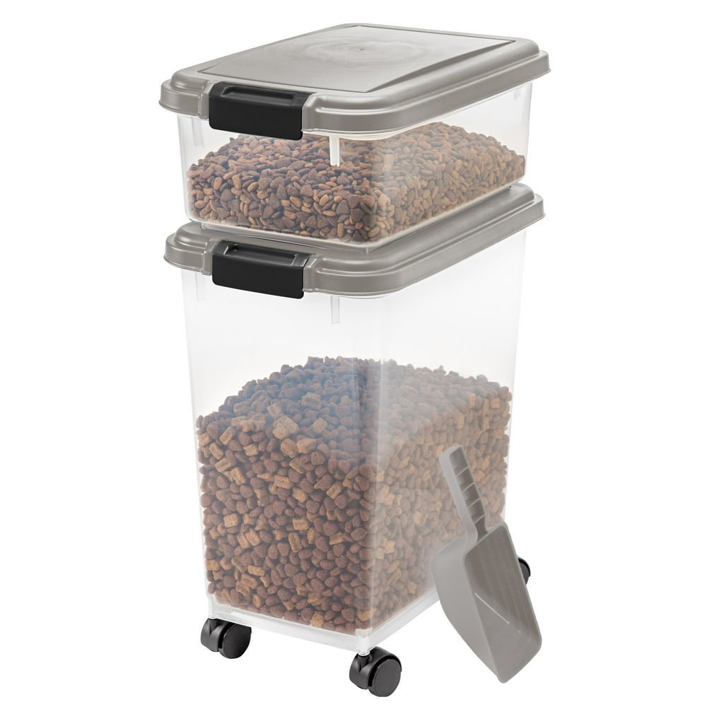 IRIS USA Airtight Pet Food & Treat Storage Container Combo with Scoop