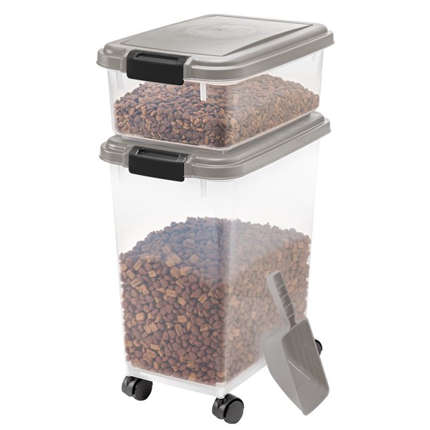 IRIS USA Airtight Pet Dog or Cat Food & Treat Storage Container Combo
