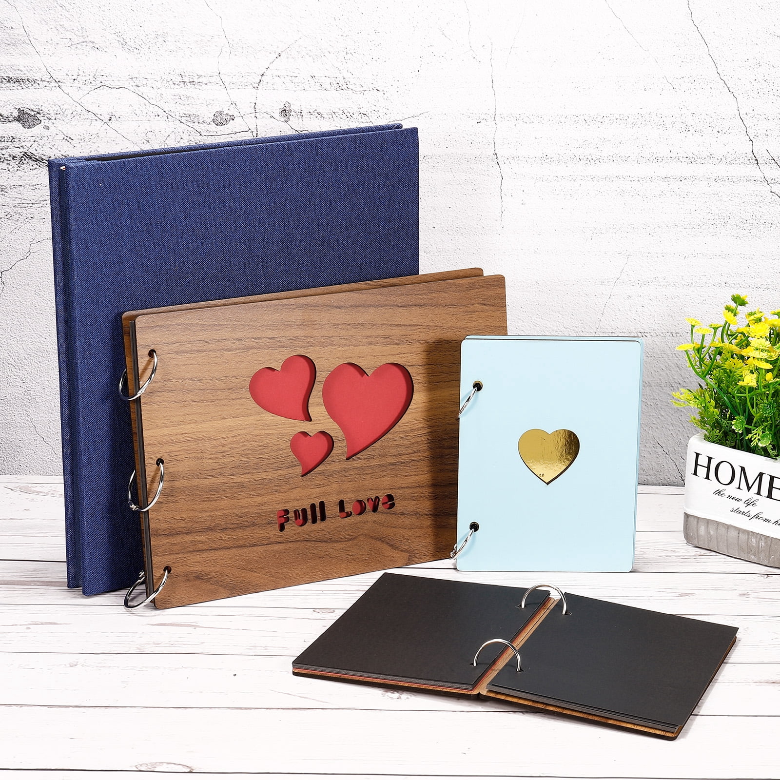 Uxcell Scrapbook Album, Self Adhesive Photo Album, DIY Memory Book for 4x6 8x10 Picture, Coffee