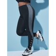 thumbnail image 1 of PLAN TAMAÑO COLORBLOCK PANEL DE COROJE BOTÓN POR MOYO LEGGINGS Rosegal Leggings de talla grande, 1 of 5