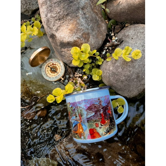 Together. Camping mug. campfire. Camping outdoors travel mug. Enamel Mug.