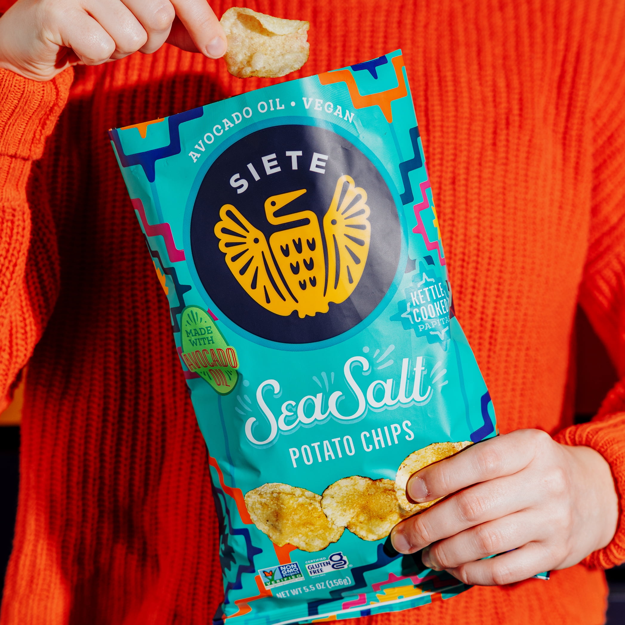 (2 pack) Siete Kettle Cooked Potato Chips Sea Salt, 5.5 oz.