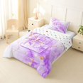 thumbnail image 2 of Manfei Marbling Twin Comforter Sets,Cartoon Initial L Bedding Set,Purple,Polkadot Reversible,2 Pieces,1 Comforter and 1 Pillowcase, 2 of 7