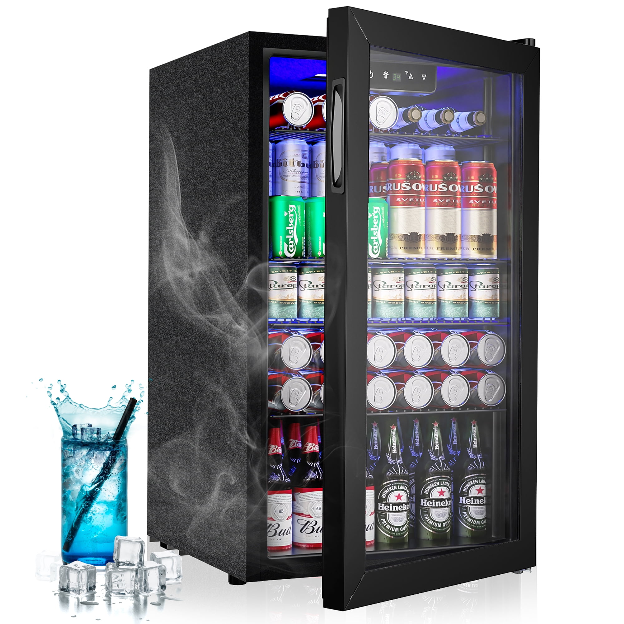 Simzlife 126 Can Beverage Refrigerator and Cooler with Glass Door for Home, 18.9 in W, 31.5 in H  (图2) Simzlife 126 Can Beverage Refrigerator and Cooler with Glass Door for Home, 18.9 in W, 31.5 in H  (图2)