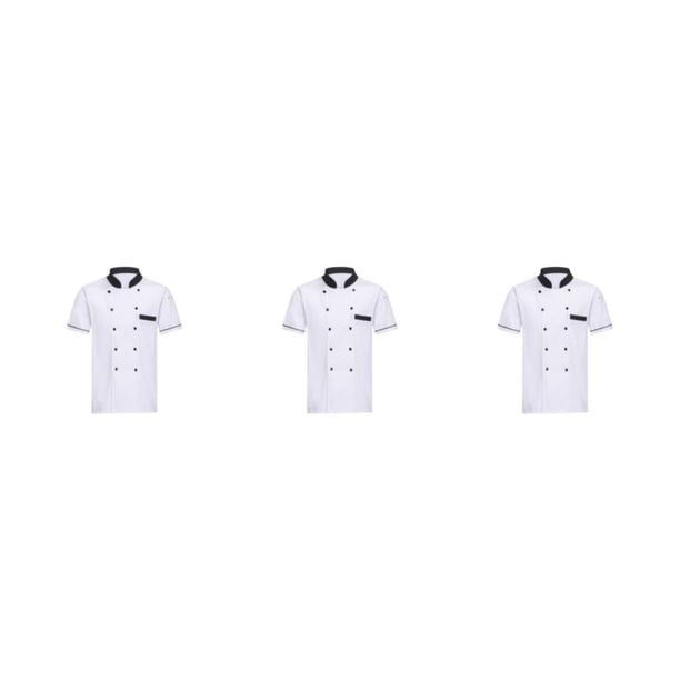 Uniformes de Chef Jumpingount para mujer abrigo de Chef manga corta resistente al desgaste Blanco 4XL