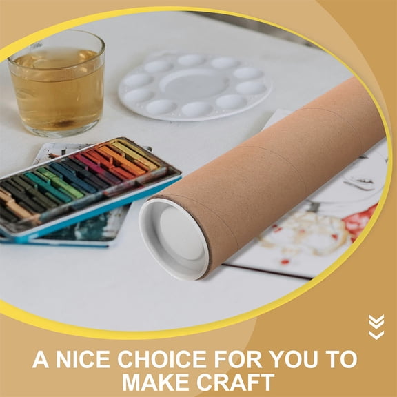 HONMEET 2-Pack Khaki Kraft Paper Poster Tubes with End Caps for Secure Shipping, Storage, and Document