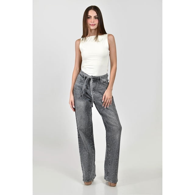 Jeans Wide Leg con brillos /Juvenil, 624 (Gris) gris 3