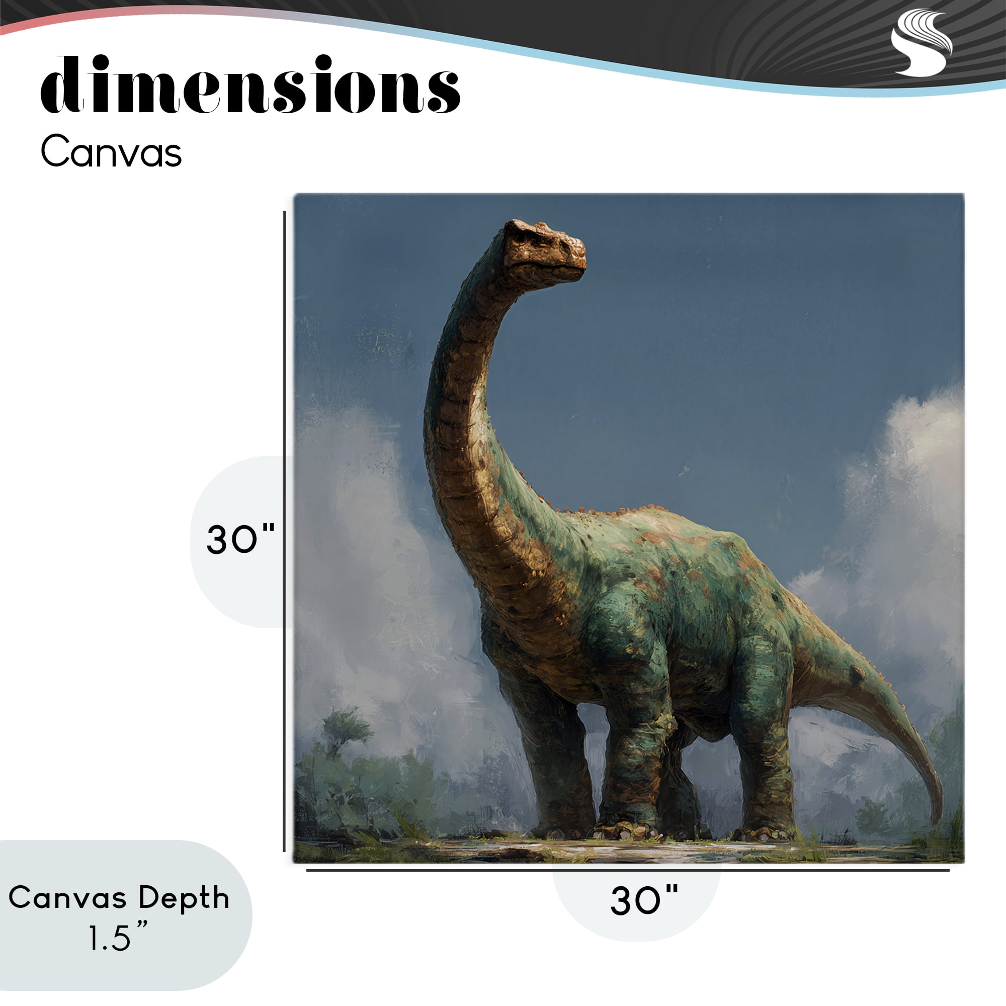 Stupell Industries Colossal Brontosaurus in Meadow Canvas Wall Art, design by Wumples