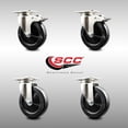 thumbnail image 2 of 5 Inch 316SS Hard Rubber Wheel Swivel Top Plate Caster Set 2 Lock Brakes SCC, 2 of 2