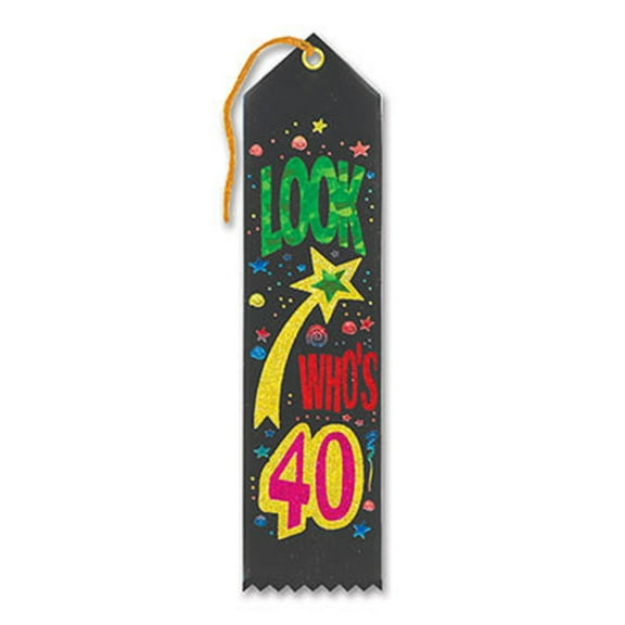 Pack of 6 Dark Green "Look Who's 40 Award" School Award Ribbon Bookmarks 8"