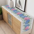 thumbnail image 4 of Blue Pink Hydrangea Table Runner 70 Inches Long Farmhouse Dress Scarves, Eucalyptus Leaves Wooden Summer Botanical Dining Tablerunner for Coffee Table/Kitchen Island/Party Décor, 13" x 70", 4 of 8