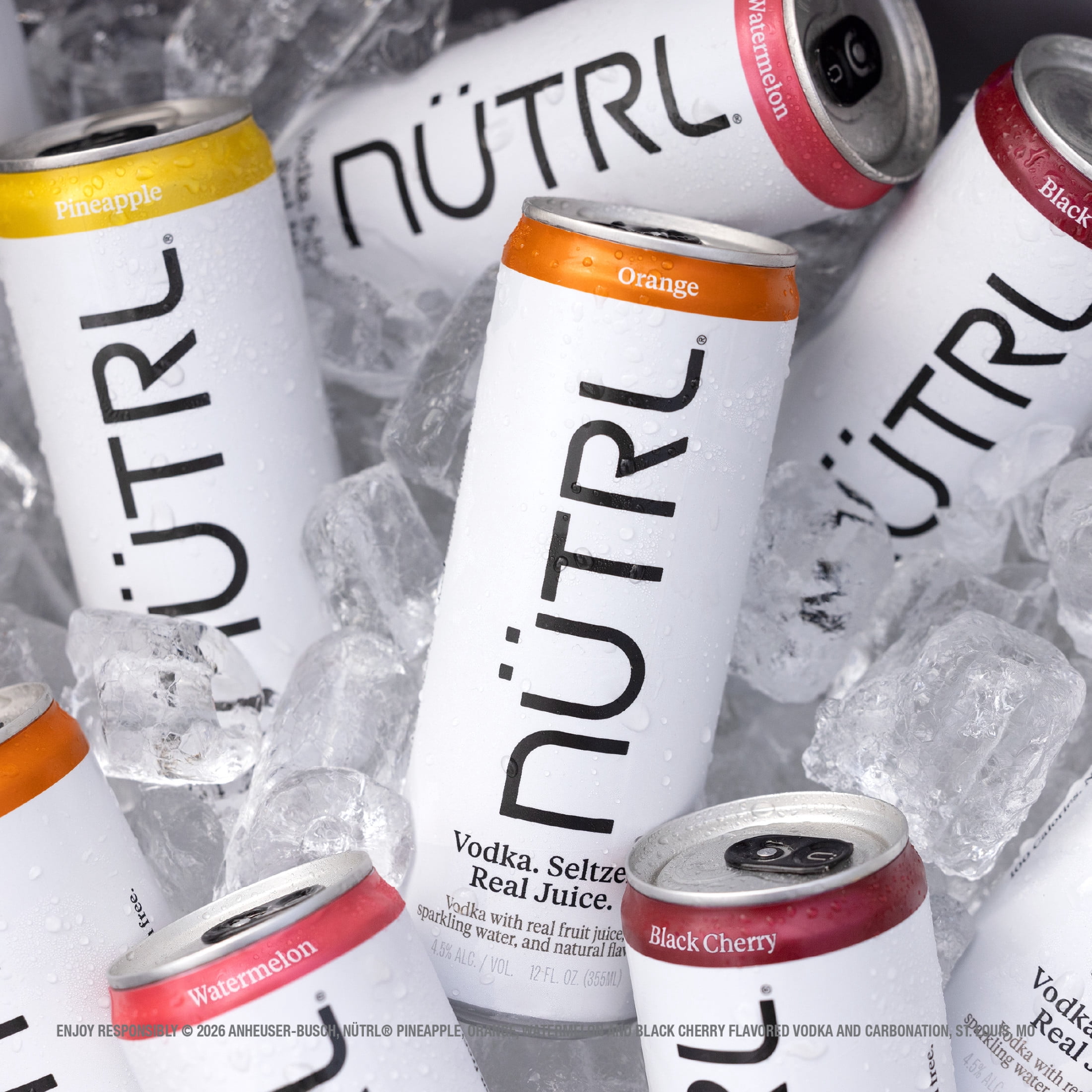 NUTRL Vodka Hard Seltzer Fruit Variety, Gluten Free, 8 pack, 12 fl oz Aluminum Cans, 4.5% ABV