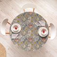 thumbnail image 4 of Ambesonne Floral Fitted Round Tablecloth, Vintage Style Hibiscus Art, 56"- 60" Diameter, Mauve Mustard Rose, 4 of 5