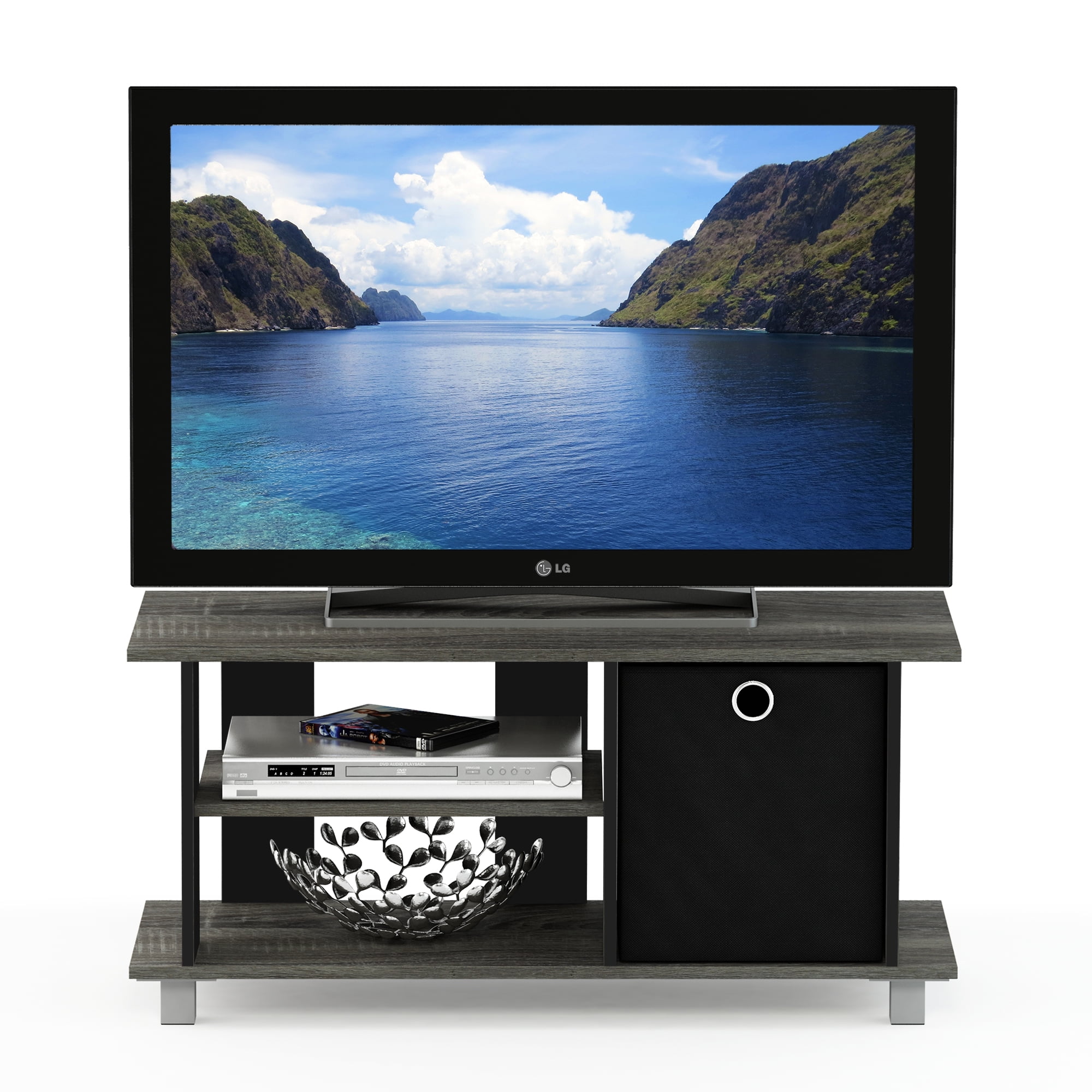 Furinno Simplistic Television Stands for TV Entertainment Center with Bin, Multiple Colors