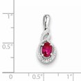 thumbnail image 2 of 925 Sterling Silver Rhodium Plated Created Ruby and Diamond Pendant, 2 of 2