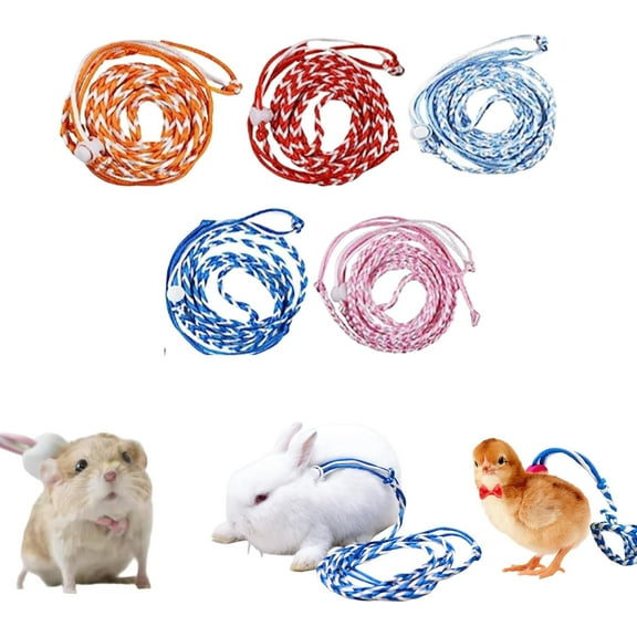 GYTY Baby Duck Leash Set Adjustable 5-Pack Harness Rope for Walking Small Animal Gerbils Rat Mice Bunnies Kittens Puppies Baby Pet Chickens (Version Without Bells,M(79"))