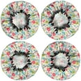 thumbnail image 2 of Shower Caps,Pioneer Flower Floral Print Pattern Waterproof Shower Cap for Women 4 Pieces,Double Reusable Hair Cover for Shower PEVA Elastic Stretch Hem, 2 of 7