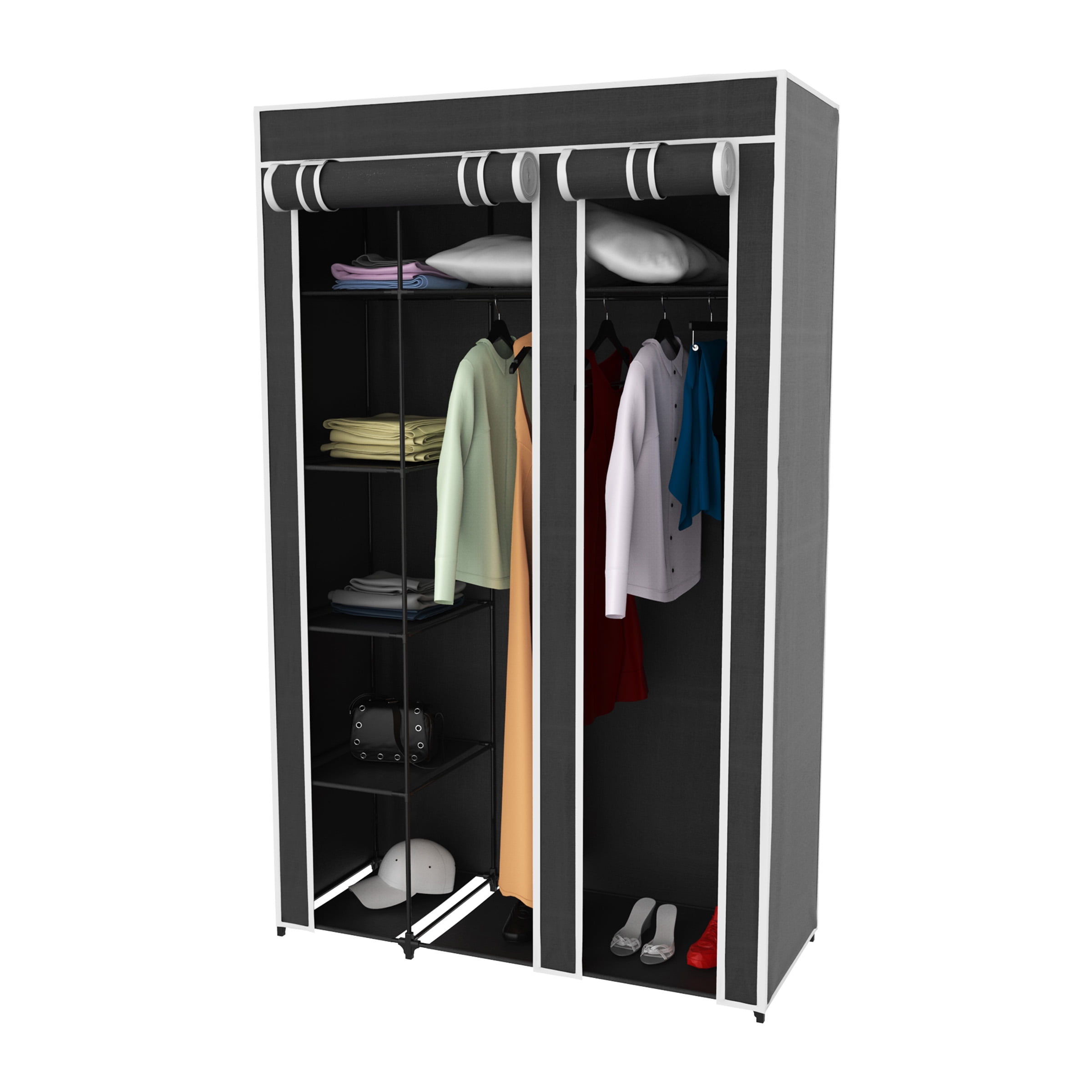 Wardrobe Closet Organizer With Dust Cover Free Standing Vertical Armoire Dustproof Non Woven Fabric And Metal Frame By Lavish Home