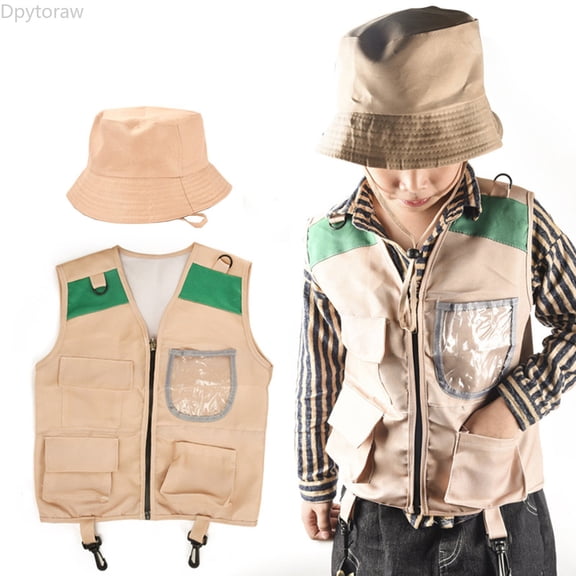 Dpytoraw Kids Explorer Vest and Hat Set Outdoor Camping Adventure Costume Sets Sizes 2-8 Years