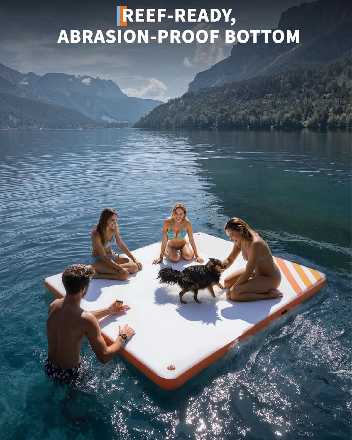 EuKer 10ft x 6ft Inflatable Floating Dock Air Dock Platform for Lakes, Pools