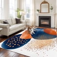 thumbnail image 2 of 5'x7' Area Rugs, Navy Blue Burnt Orange Indoor Outdoor Area Rug for Living Room Bedroom, Abstract Modern Geometric Washable Bathroom Rugs Kitchen Floor Carpet Mats Home Decor Aesthetic, 2 of 8