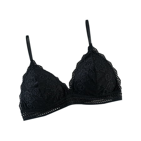 

HAPIMO Everyday Bras for Women Comfort Daily Brassiere Stretch Underwear Sling Lace Camisole Gathered Without Steel Ring Soft Ultra Wrapped Chest Lingerie Sales Black Free