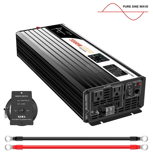 CNSWIPOWER 3000W (Potencia máxima 6000W) inversor de Onda sinusoidal Pura CC 48V a CA 120V 60 Hz convertidor Solar para Uso doméstico (DC48V (Rango 40V-60V) 3000W)