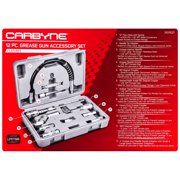 Carbyne 12-Piece Grease Gun Accessory Set, Coupler, Nozzle, 90 Degree Adapter, Flex Hose, Needle Tip Kit, 1/8 in. NPT, Storage Case,