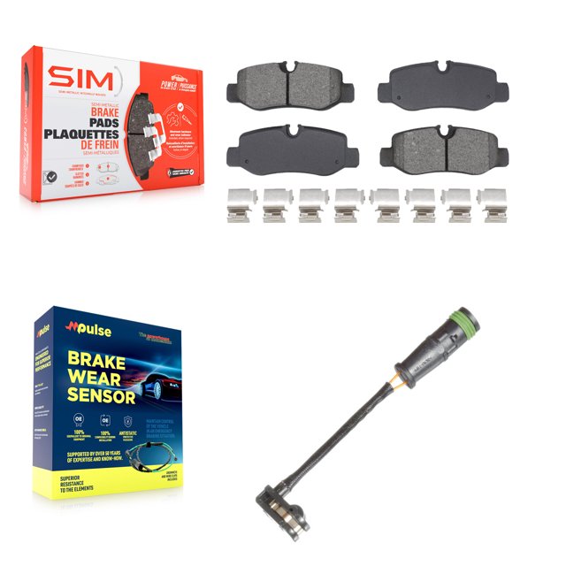 SIM Rear Semi-Metallic Disc Brake Pads and Wear Sensors Kit for Car Mercedes-Benz Metris 2.0L KSW-100829