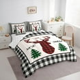 thumbnail image 3 of Manfei Christmas Deer Twin Bedding Sets 7pcs for Boys Girls, Merry Xmas Bedding Comforter Set, White Black Grid Checkered Sheet Sets, Microfiber Bedroom Decor, 3 of 8