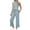 Light Blue, variant on Vivianyo HD Women's 2-Piece Casual Outfit, Sleeveless Mock Neck Top and Wide Leg Pants Loungewear Set, Women's Beige, Sizes S-2XL