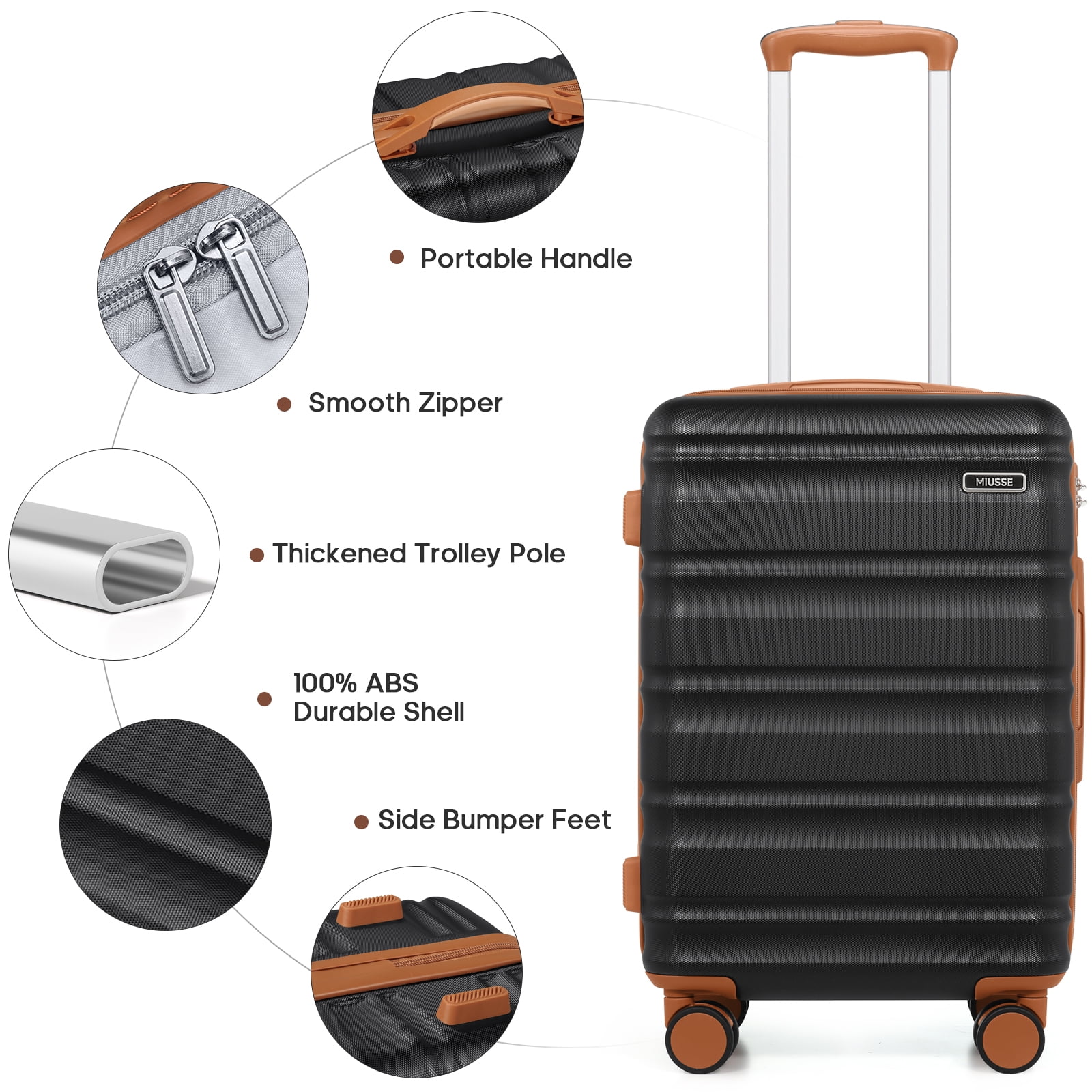 MIUSSE Hard Shell Luggage Sets 7 Pieces, 28/24/20 inch Suitcase Sets with Spinner Wheels & TSA Lock, Hard Case Luggage Set with Travel Backpack and Packing Cubes