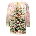 thumbnail image 5 of yoeyez Women Christmas Shirts Christmas Printed Funny Tshirts Xmas Holiday Tops Trendy Cute 3/4 Length Sleeve Round Neck Blouses, 5 of 6