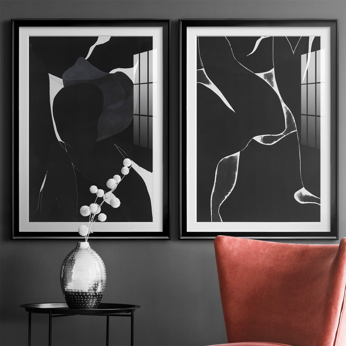 Wexford Home Night Bloom I Premium Framed Print, 22.5" x 30.5" - Ready to Hang, Black (Set of 2)