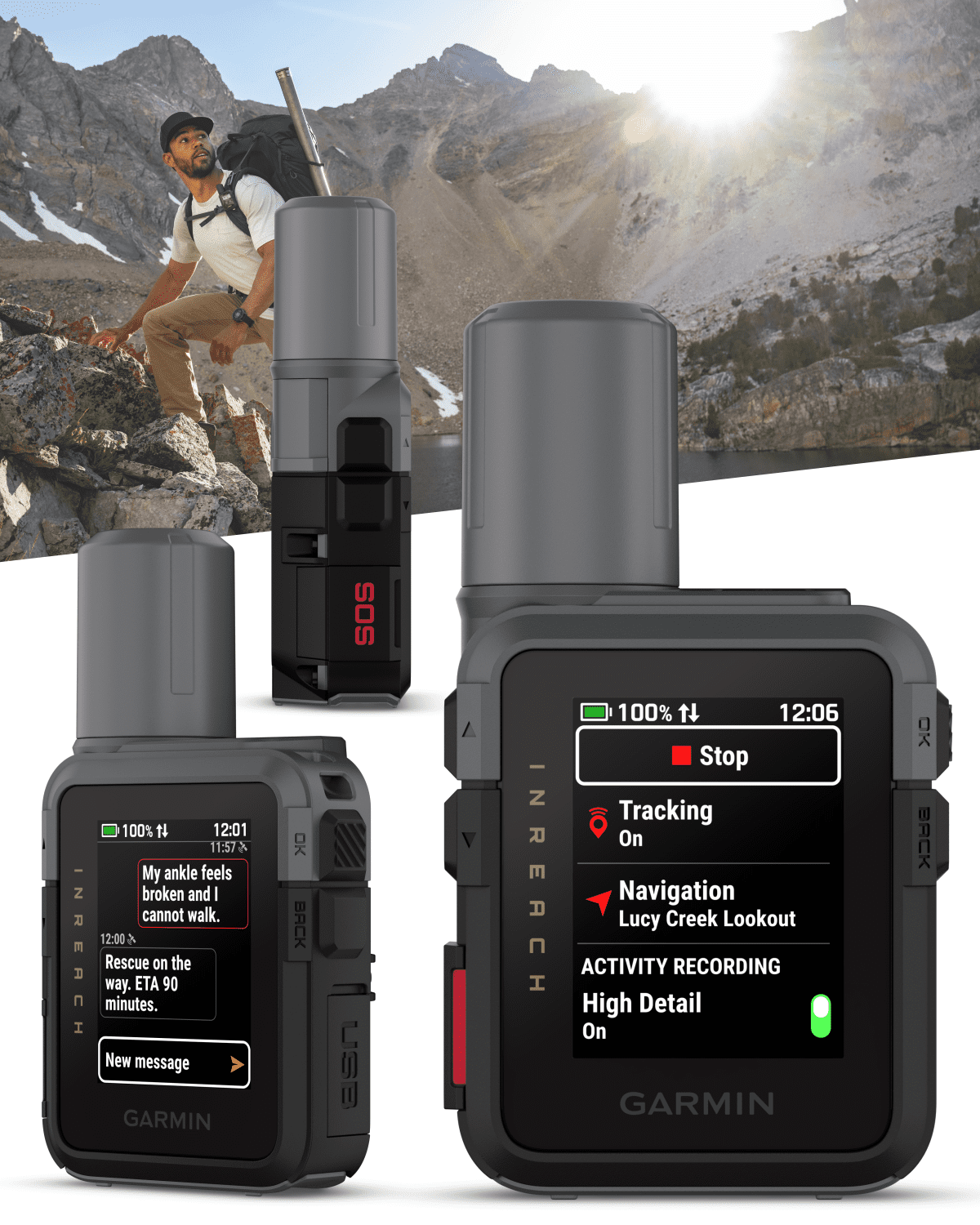 Garmin inReach Mini 3 Rugged Compact Global Satellite Communicator with Color Touchscreen, Two-Way Texting, Emergency SOS Messaging w/ Wearable4U Power Bundle