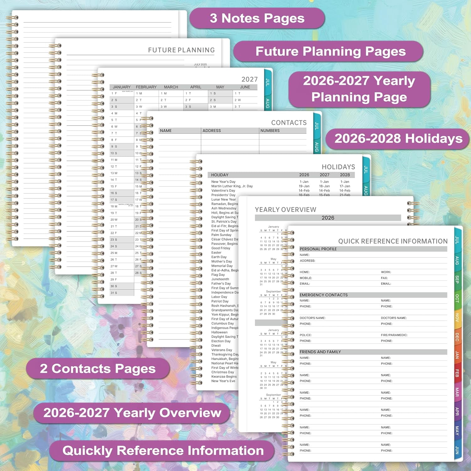 Appointment Book 2026-2027 - Weekly Appointment Book, Jul 2026 - Jun 2027, Hourly Daily Planner 26-27, 9" x 11", Planners 2026-2027 with 30-Minute Interval, Colorful Tabs, Back Pocket, Notes Pages