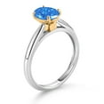 thumbnail image 3 of Gem Stone King 925 Sterling Silver and 10K Yellow Gold Fancy Blue Zirconia Solitaire Engagement Ring for Women (1.21 Cttw, Oval 8X6MM, Gemstone Birthstone, Size 8), 3 of 4