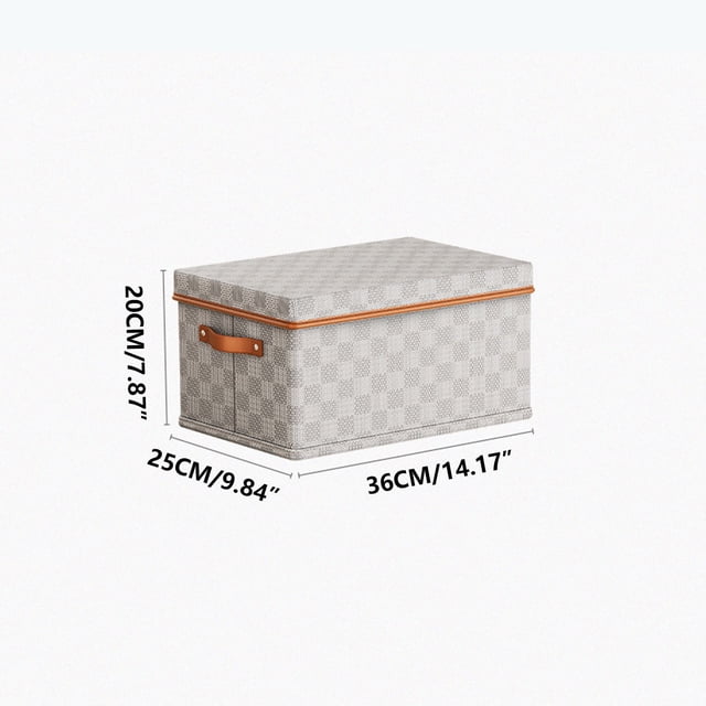 Foldable Storage Box | Non-Woven Fabric Organizer | Checkered Pattern | Stackable Container with Cover | 4 Size Options (18L-60L) | Breathable Closet Organization Box | Home Storage Solution for
