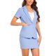 thumbnail image 4 of Conjuntos de trajes INSPIRE CHIC para mujeres, atuendos de 2 piezas, blazers y faldas lápiz, traje XL azul, 4 of 6