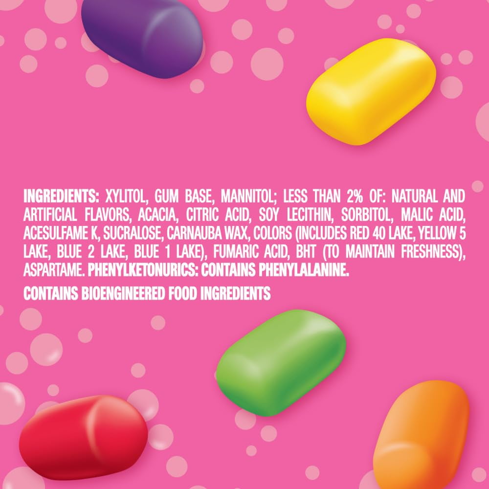 Hubba Bubba Mini Skittles Flavored Bubble Gum, Resealable Bottle (Pack of 4)