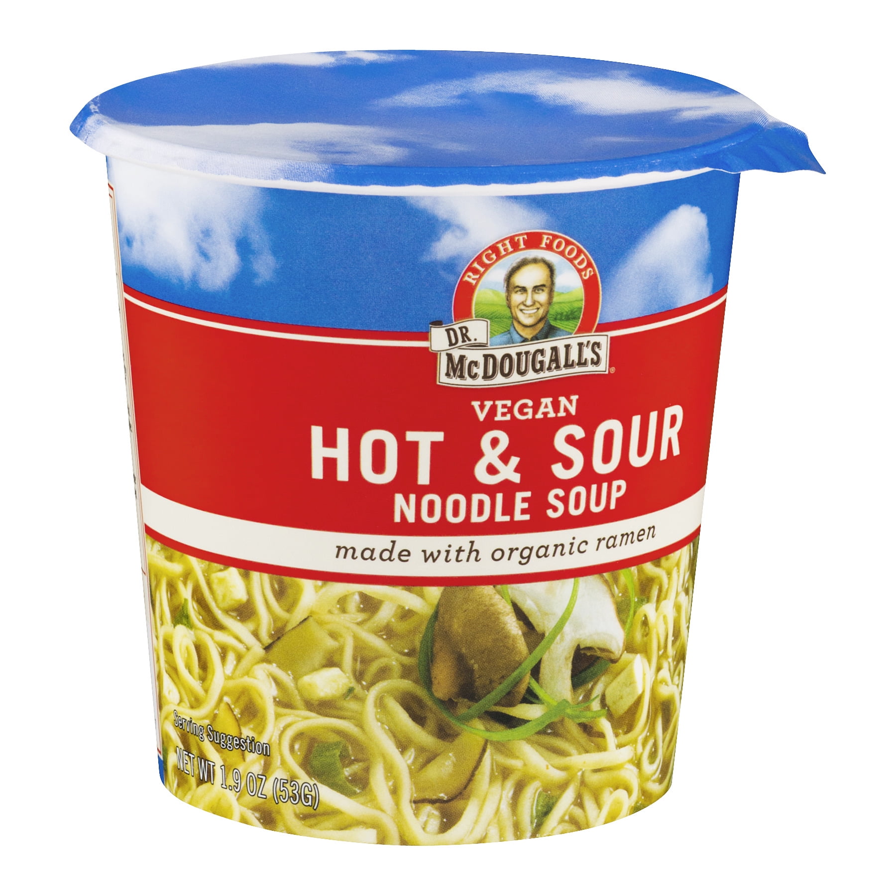 Dr. Mcdougall's Vegan Hot And Sour Noodle Soup Big Cup, 1.9 Oz., Pack Of 6