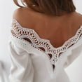 thumbnail image 2 of Tnhcen s Women Dresses Ladies's Solid Lace DressV-Neck Backless Long-Sleeved Mini Dress Party Elegant Dress White, 2 of 6