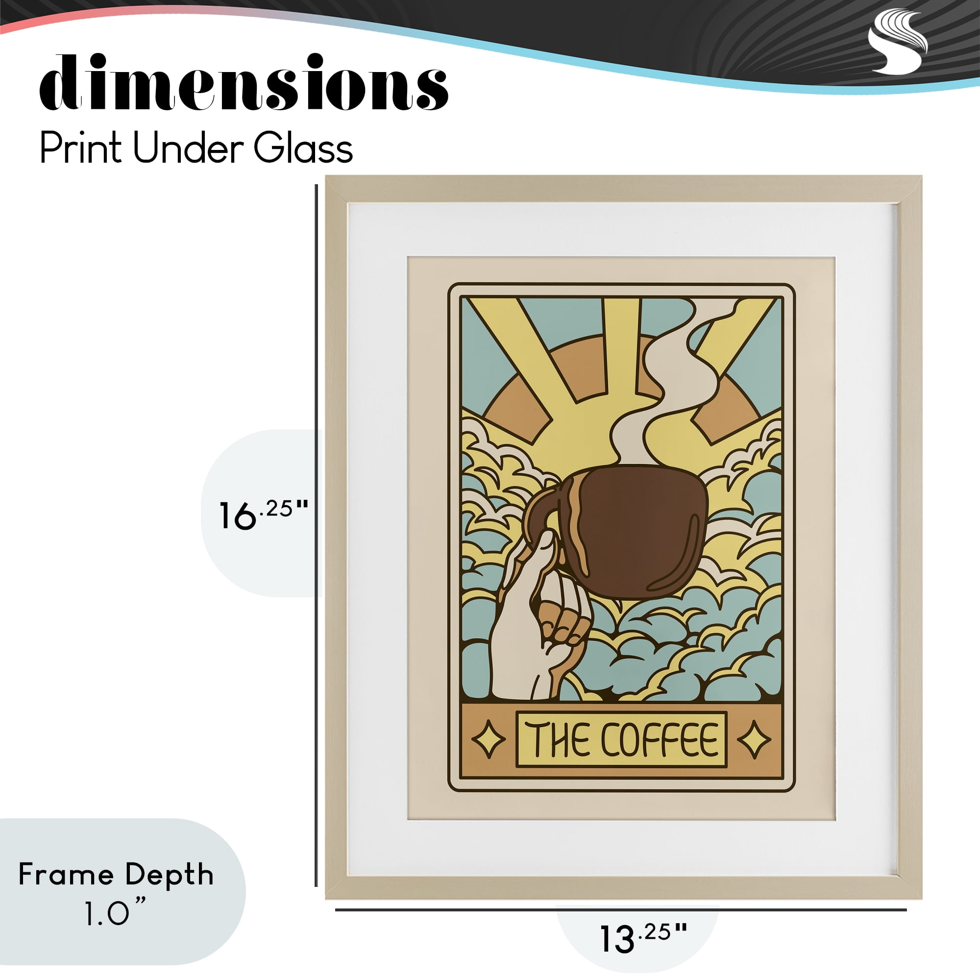 Stupell Industries The Coffee Muted Tarot Birch Framed Print Under Glass, design by Tobe Fonseca